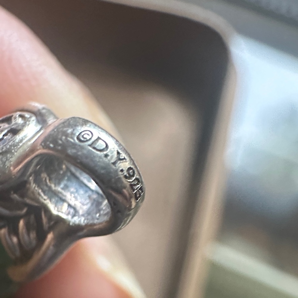 David Yurman Silver Band with Intricate green beads Detailing